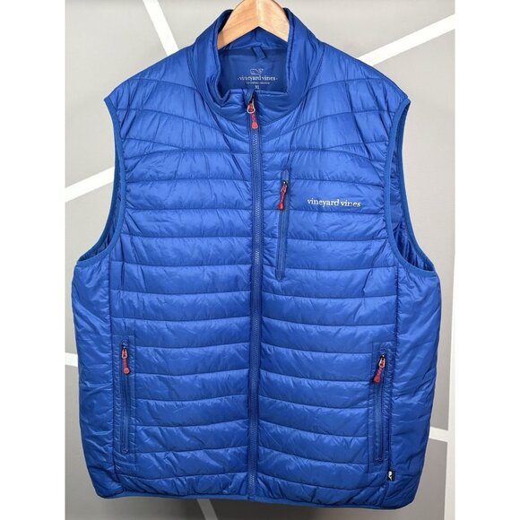 Vineyard Vines Puffer Vest Men’s XL Mountain Weekend Blue Nylon Quilted Full Zip - Picture 1 of 16